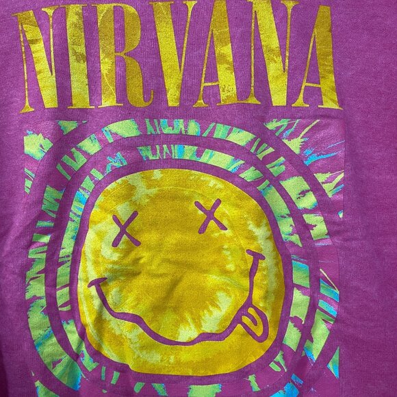 Nirvana Nevermind Grunge Band Mineral Wash Crewneck Pink Sweater Size XL - Picture 2 of 5